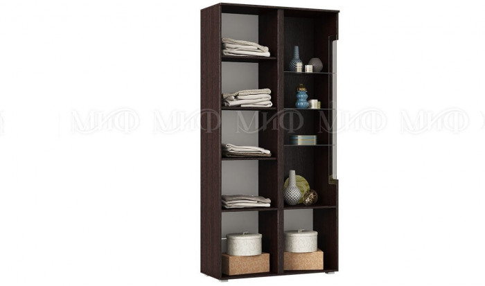 Ким Шкаф с подсветкой, белый глянец / венге