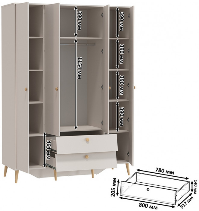 Афина Спальня 35-1600, кашемир серый