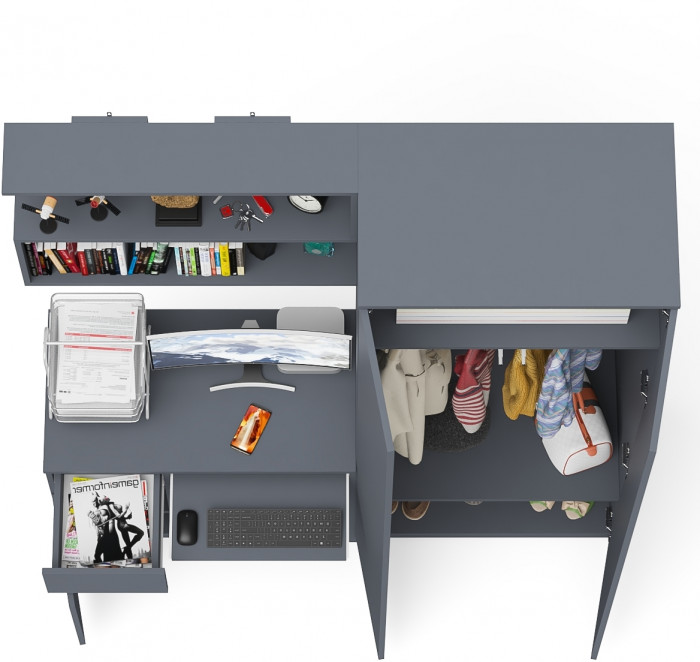 Мори компьютерный стол МС-1 левый + Шкаф МШ800.1 + Полка 900, графит