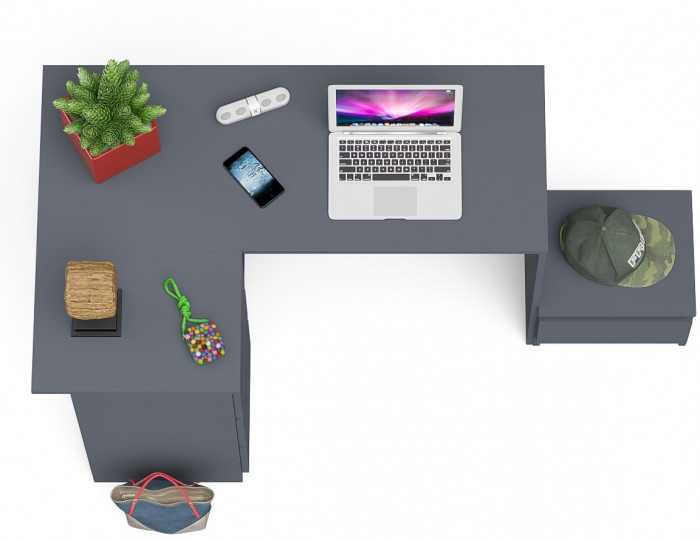 Мори компьютерный стол МС-16 левый + Тумба ТМП400.1, графит