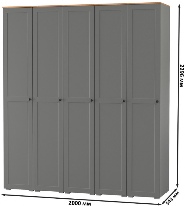 Остин 13.225 Шкаф-пенал 5 шт., серый графит/дуб крафт золотой