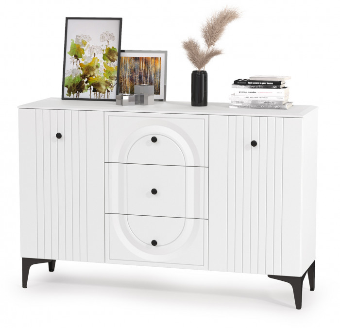 Валенсия Гостиная № 095, ЛДСП белый шагрень/МДФ белый шагрень