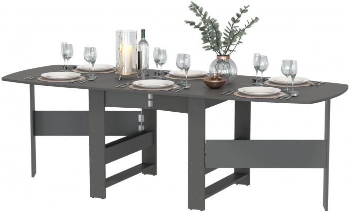 Стол-книжка 1-66граф, цвет графит, ШхГхВ 30х88х74 см. сложенный, разложенный три размера: 90/169/228х88х74 см.