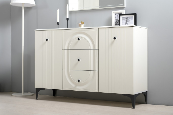 Валенсия Гостиная № 116, ЛДСП белый шагрень/МДФ белый шагрень