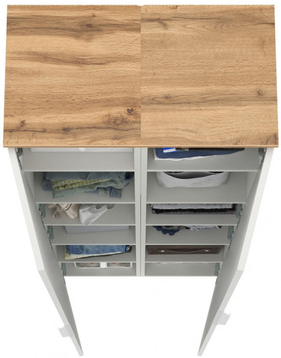 Октава 13.228 Шкаф-пенал + 13.228 Шкаф-пенал, цвет белый шагрень/дуб крафт золотой/фасады МДФ белый шагрень, ШхГхВ 64,4х35,3х197,6 см.