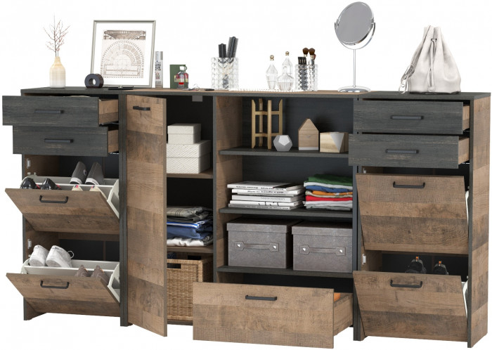 Трувор 13.241.06 Тумба для обуви + 13.307.01 Комод + 13.241.06 Тумба для обуви, дуб гранж песочный/интра