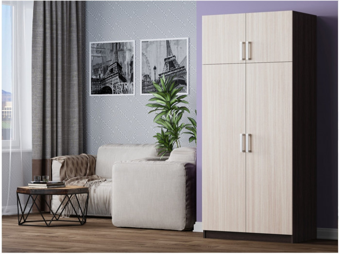 Шкаф №2 2х створчатый (Ясень шимо светлый)