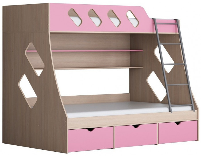 Дельта-20.01 Детская двухъярусная кровать с лестницей (Салатовый, Белый)