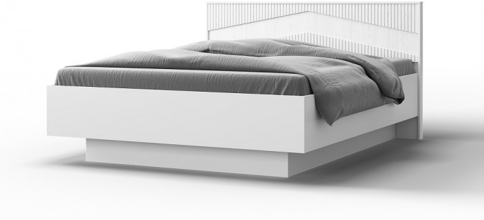 Кровать двуспальная 160х200 "Оливия" с подъемным основанием - Белый текстурный/Ясень белый