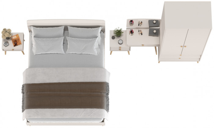 Афина Спальня 22-1600, цвет кашемир серый, сп.м. 1600х2000 мм., б/м, основание есть - фанера