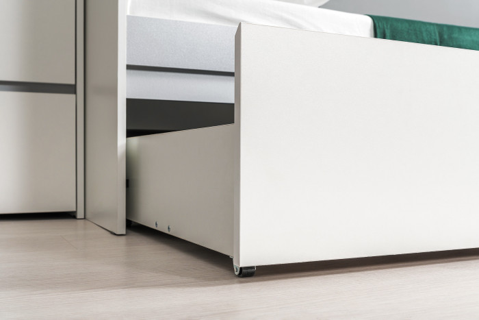 Торонто 11.39 Кровать + 13.321 Комод, белый шагрень/стальной серый