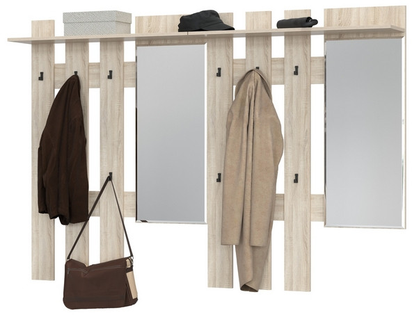 Лира ГК 2-3814+2-3814дубсон Вешалка с зеркалом, дуб сонома