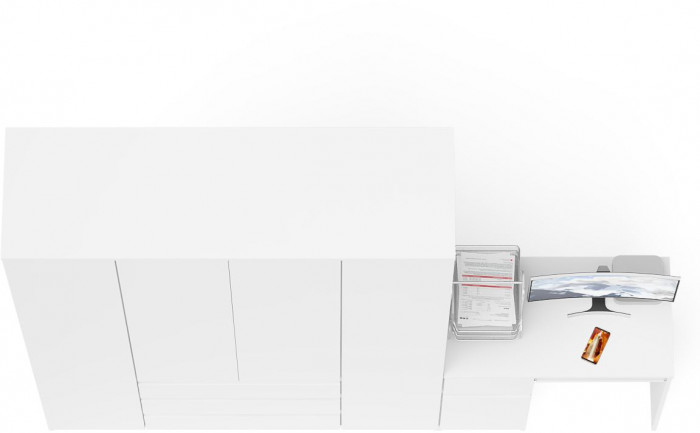 Мори компьютерный стол МС-1 левый + Шкаф МШ1600.1, белый