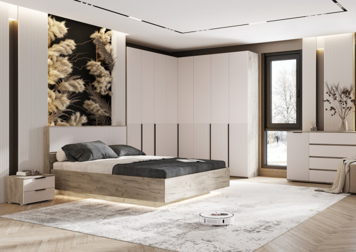 Модульная спальня Марвэл, Крафт серый/Кашемир