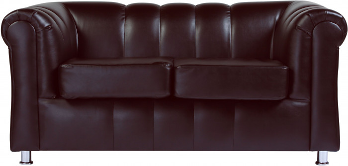 Диван Брайтон 2-х местный, экокожа, коричневая