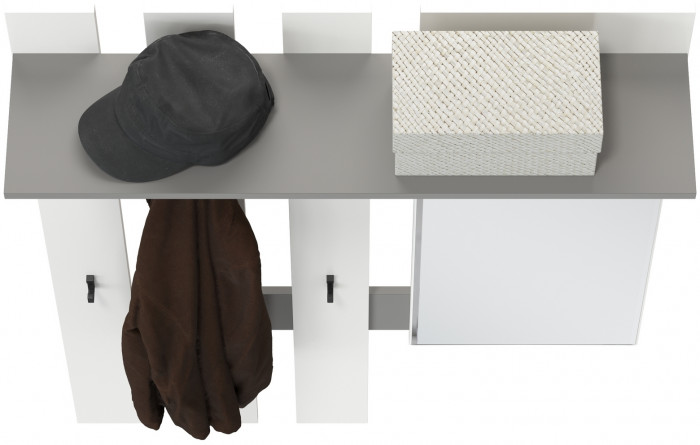 Лира ГК 2-3814граф/бел Вешалка с зеркалом, графит/белый