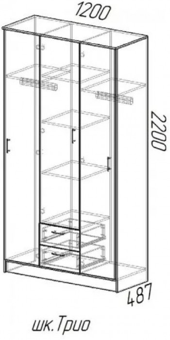 Модульная спальня Эко, композиция 3, вотан/белый гладкий