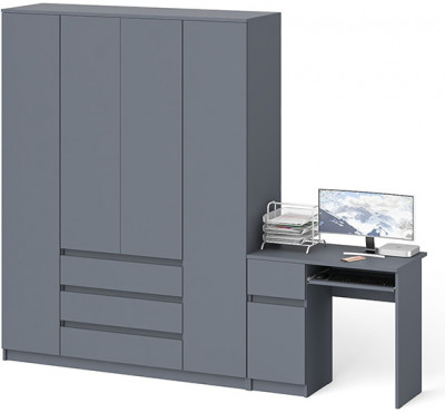 Мори компьютерный стол МС-1 левый + Шкаф МШ1600.1, графит