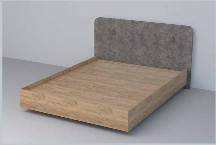 Кровать 1,6 арт.031 (Пуговицы) ЛН. (Дуб Крафт Золотой/К/з Белый Глянец)