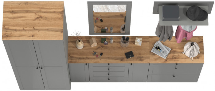 Остин Прихожая 59, серый графит/дуб крафт золотой