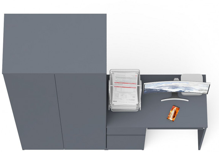 Мори компьютерный стол МС-1 левый + Шкаф МШ800.1, графит