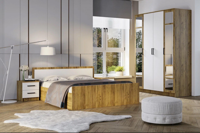 Шкаф 4-х створчатый "Евро" ШК-11 крафт/белый