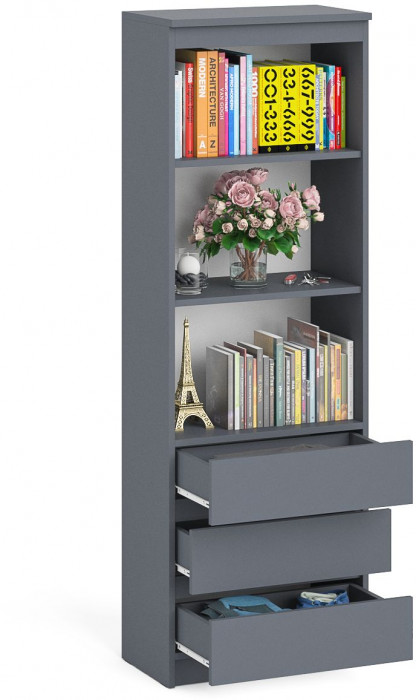 Мори Стеллаж МСТ600.3, цвет графит, ШхГхВ 60,4х35,4х179,6 см.