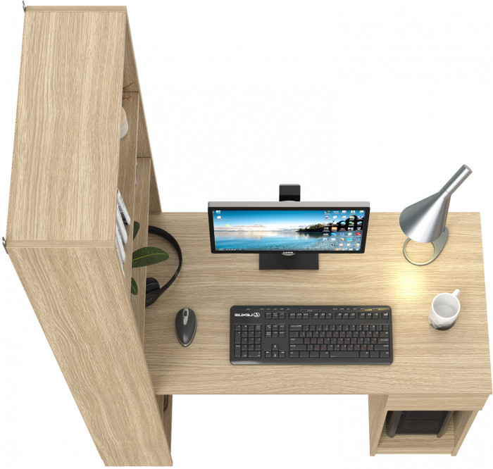 Лайт Шкаф комбинированный 10.01 (Стол письменный), цвет плэйн, ШхГхВ 115,3х58,2х179 см., универсальная сборка(обязательно крепление к стене)