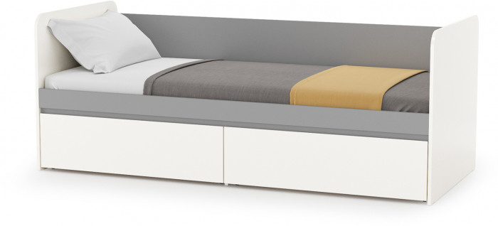 Торонто 11.39 Кровать + 16.475 Полка, белый шагрень/стальной серый