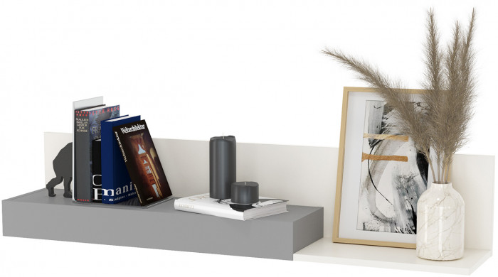 Торонто 11.39 Кровать + 16.475 Полка, белый шагрень/стальной серый