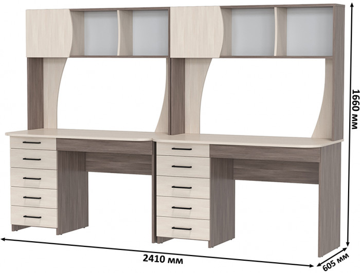 Два стола рабочих 6-0606 Сигма + два кресла 103 чёрных, бодега тёмный/бодега светлый