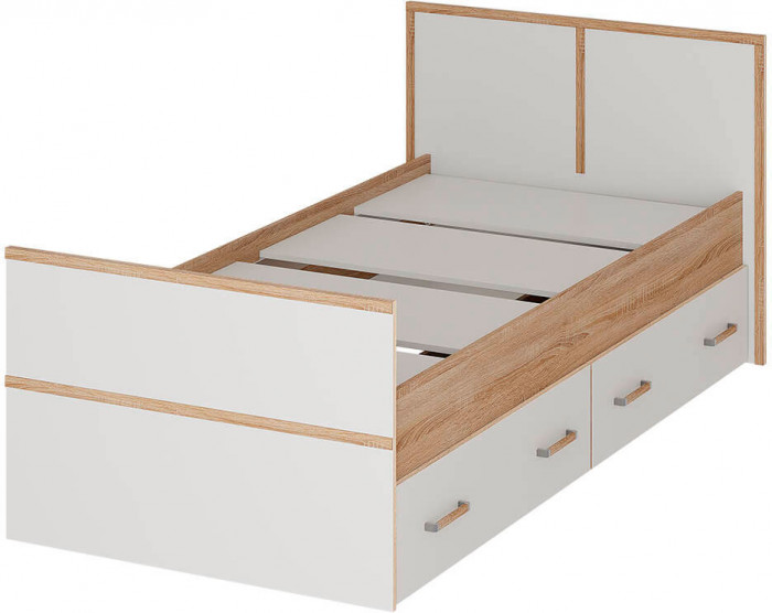 "Сакура" кровать 0,9м ЛИТ (1050х860х2034) дуб сонома/белый