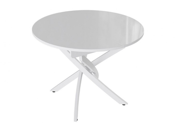 Стол обеденный Галакси, Белый муар/Белый глянец