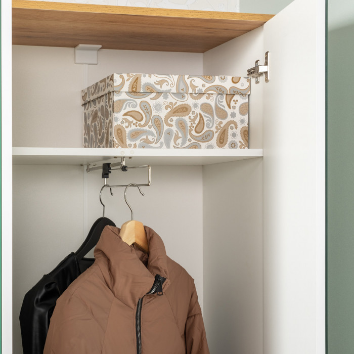 Октава Прихожая 27, белый шагрень/дуб крафт золотой/фасады МДФ белый шагрень