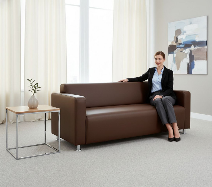 Диван прямой Томи, 160х78х75 см, экокожа коричневый