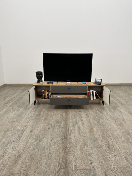 Тумба ТВ Парус-10 дуб крафт золотой/карбон вулкан