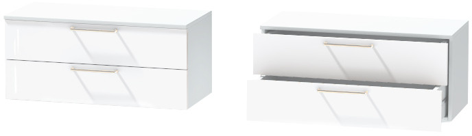 Тумба-5 прикроватная подвесная "Иннэс-7", Белый/Белый глянец