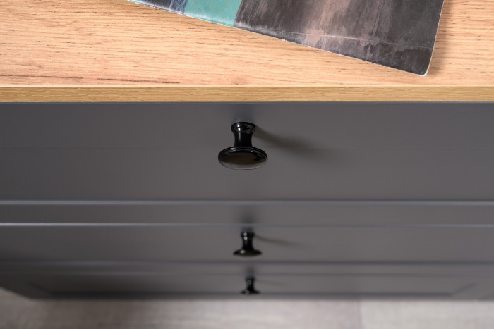 Остин 11.53 Кровать + ортопед + 16.240 Комод + 16.221 Комод, серый графит/дуб крафт золотой