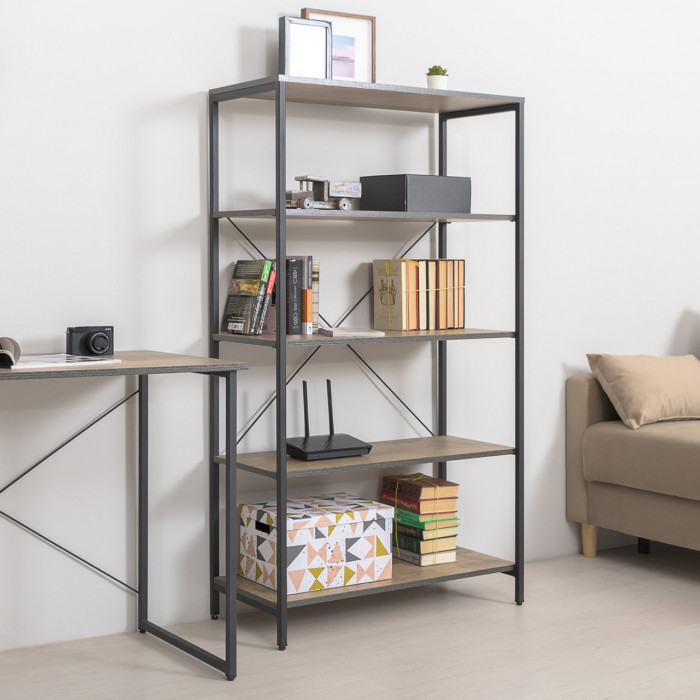 Трувор 13.151.01 Стеллаж + 13.205 Шкаф-пенал с витриной, дуб гранж песочный/интра