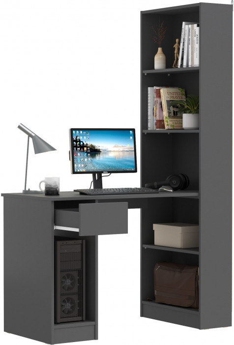 Лайт Шкаф комбинированный 10.01 (Стол письменный), цвет тёмно-серый, ШхГхВ 115,3х58,2х179 см., универсальная сборка(обязательно крепление к стене)