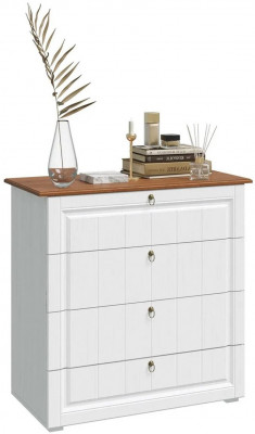 Валенсия Комод (Белый матовый / Орех)