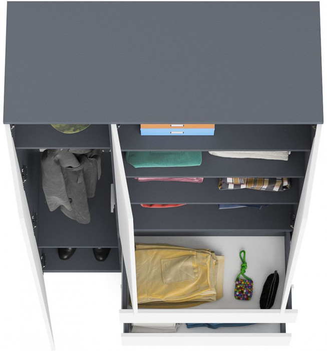 Мори Шкаф МШ1200.1, графит/белый