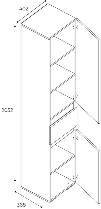 Пенал с ящиком ПН-11 Мрия, Бетон пайн светлый, графит