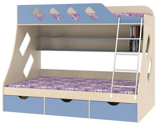 Дельта-20.01 Детская двухъярусная кровать с лестницей (Оранжевый, Ясень шимо светлый)