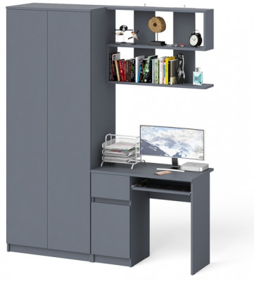 Мори компьютерный стол МС-1 левый + Шкаф МШ800.1 + Полка 900, графит