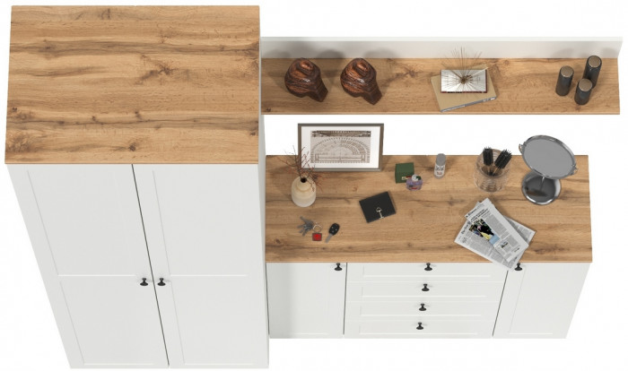 Остин Прихожая 62, белый шагрень/дуб крафт золотой