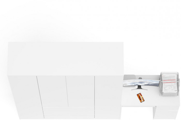 Мори компьютерный стол МС-1 правый + Шкаф МШ1600.1, белый