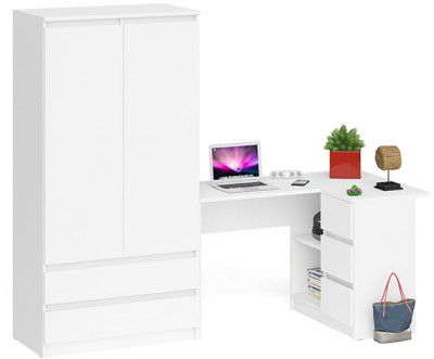Мори компьютерный стол МС-16 правый + Шкаф МШ900.1, белый