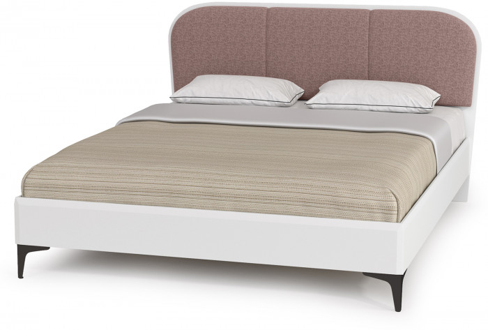 Валенсия Спальня 11.36.02 Кровать + ортопед, цвет ЛДСП белый шагрень/МДФ белый шагрень/ткань велутто 19, ШхГхВ 174х204х103,8 см., 1600х2000 мм, б/м
