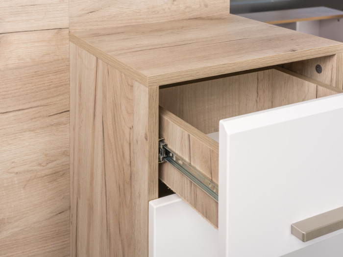 Лайн Прихожая № 12, дуб крафт серый/фасады МДФ белый глянец